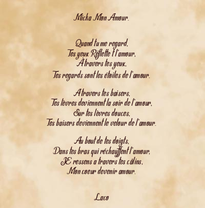 Le poème en image: Micka Mon Amour.