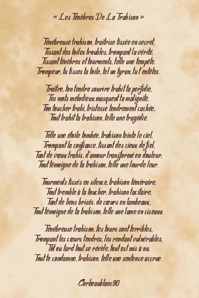 Le poème en image: « Les Ténèbres De La Trahison »