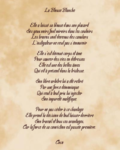 Le poème en image: La Blouse Blanche