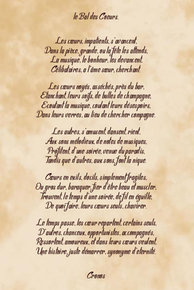 Le poème en image: Le Bal Des Coeurs.