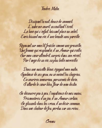 Le poème en image: Tendre Matin.