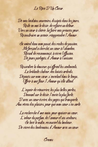 Le poème en image: Le Rêve D’un Coeur.