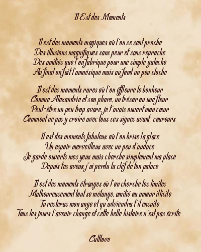 Le poème en image: Il Est Des Moments