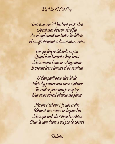 Le poème en image: Ma Vie, C’est Eux.