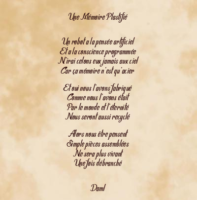 Le poème en image: Une Mémoire Plastifié