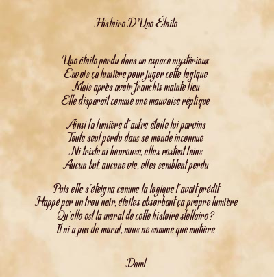 Le poème en image: Histoire D’une Étoile
