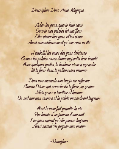 Le poème en image: Description Dune Amie Magique…