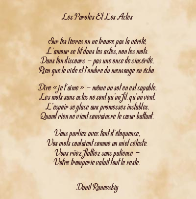 Le poème en image: Les Paroles Et Les Actes