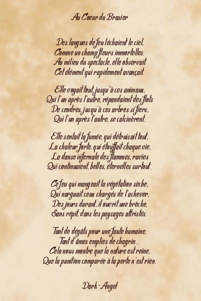 Le poème en image: Au Coeur Du Brasier