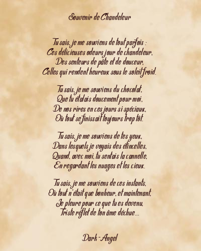 Le poème en image: Souvenir De Chandeleur