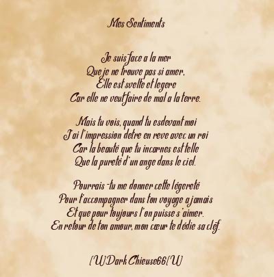 Le poème en image: Mes Sentiments