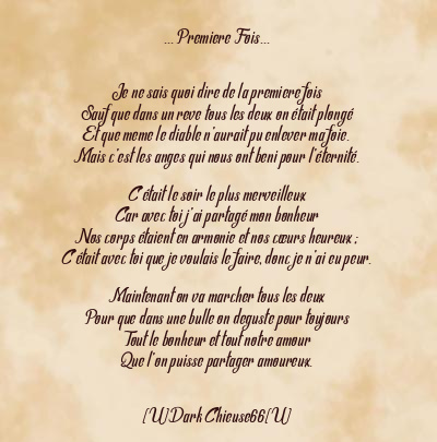 Le poème en image: … Premiere Fois…