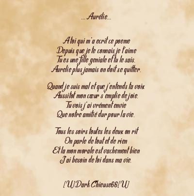 Le poème en image: … Aurélie…