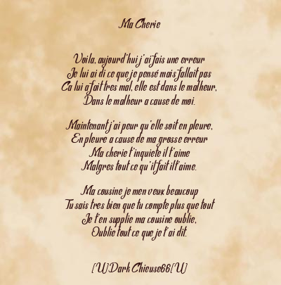 Le poème en image: Ma Cherie