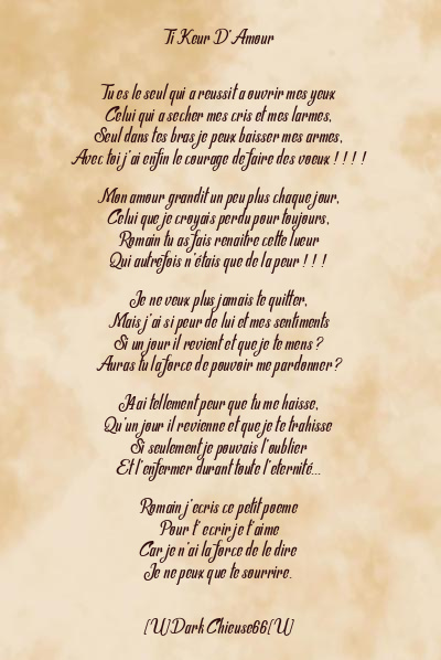 Le poème en image: Ti Keur D’amour