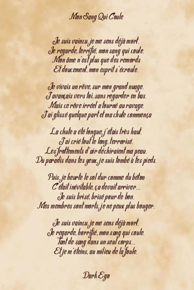 Le poème en image: Mon Sang Qui Coule