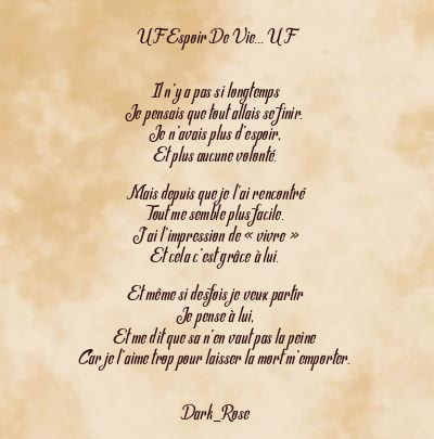 Le poème en image: U F Espoir De Vie… U F