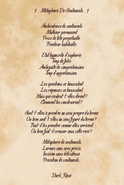 Le poème en image: †… Métaphore De Sentiments… †