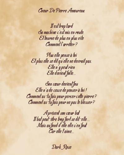 Le poème en image: Coeur De Pierre Amoureux