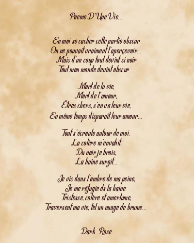 Le poème en image: Poeme D’une Vie…