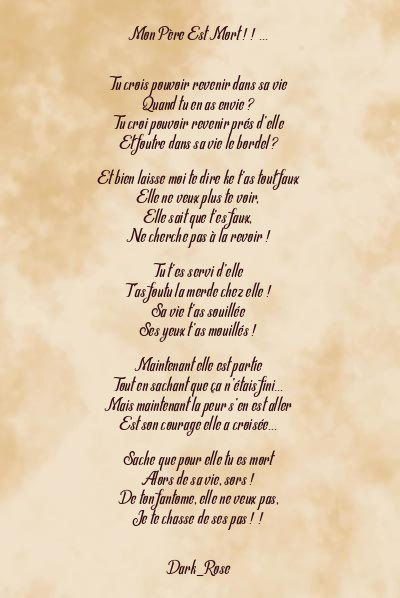 Le poème en image: Mon Père Est Mort ! ! …