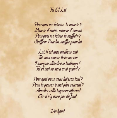 Le poème en image: Toi Et Lui