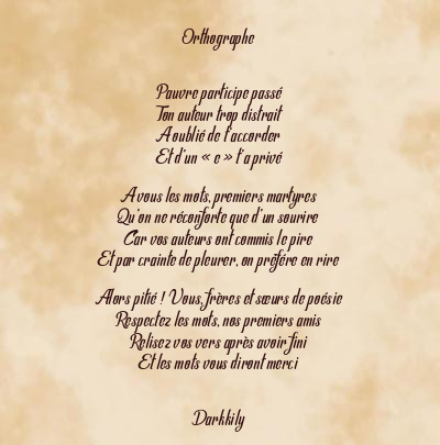 Le poème en image: Orthographe