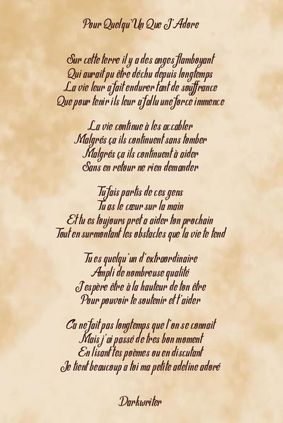 Le poème en image: Pour Quelqu’un Que J’adore