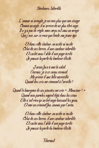 Le poème en image: Bonheurs Interdits