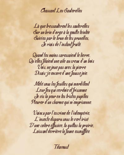 Le poème en image: Chassant Les Sauterelles