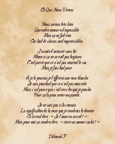 Le poème en image: Ce Que Nous Vivons