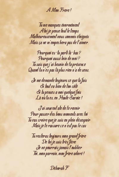 Le poème en image: A Mon Frere !