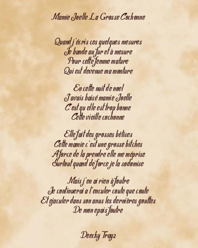 Le poème en image: Mamie Joelle La Grosse Cochonne