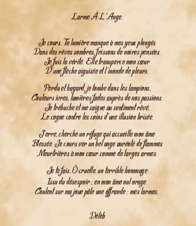 Le poème en image: Larme À L’ange.