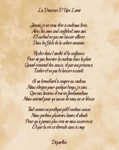 Le poème en image: La Douceur D’une Lame