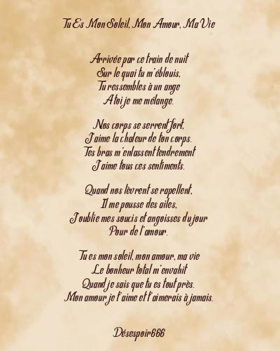 Le poème en image: Tu Es Mon Soleil, Mon Amour, Ma Vie