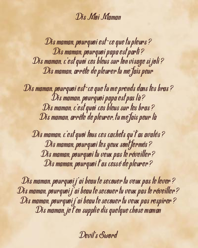 Le poème en image: Dis Moi Maman