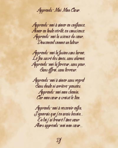Le poème en image: Apprends-Moi Mon Cœur.