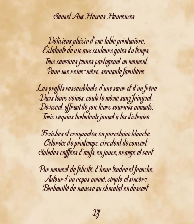 Le poème en image: Sonnet Aux Heures Heureuses…