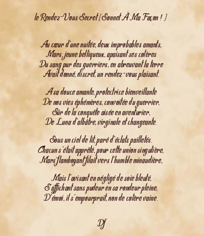 Le poème en image: Le Rendez-Vous Secret (Sonnet À Ma Façon ! )
