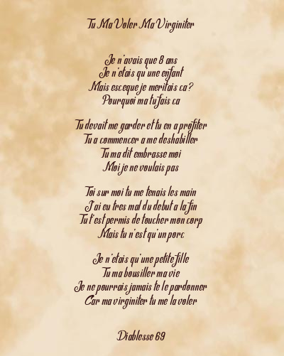 Le poème en image: Tu Ma Voler Ma Virginiter