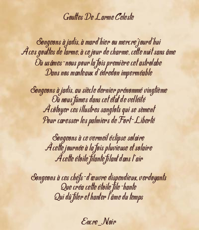 Le poème en image: Gouttes De Larme Celeste