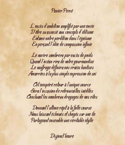 Le poème en image: Panier Percé