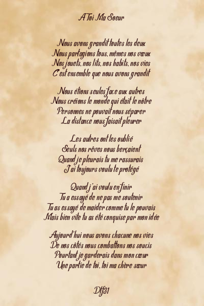 Le poème en image: A Toi Ma Soeur
