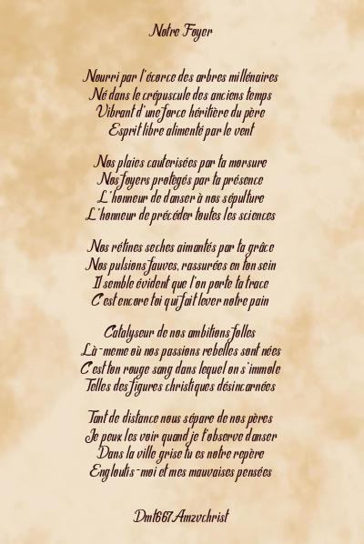 Le poème en image: Notre Foyer