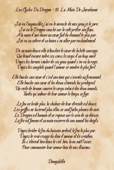 Le poème en image: Les Cycles Du Dragon – 10. La Main De Jaradanne