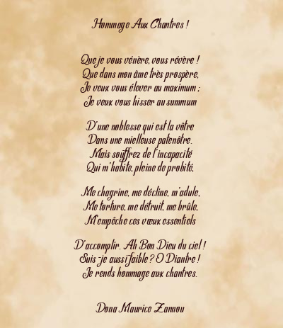 Le poème en image: Hommage Aux Chantres !