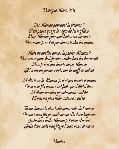 Le poème en image: Dialogue Mère, Fils