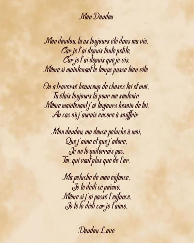 Le poème en image: Mon Doudou