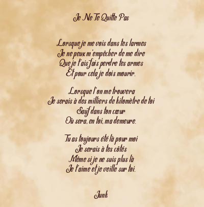 Le poème en image: Je Ne Te Quitte Pas